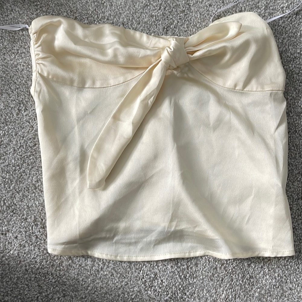 LULUS champagne strapless silk top